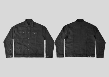 Siyah kot ceket, ön ve arka manzara, kot ceket seti..