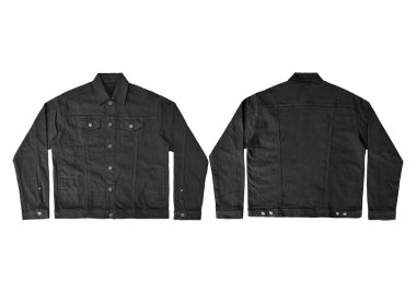 Siyah kot ceket, ön ve arka manzara, kot ceket seti..