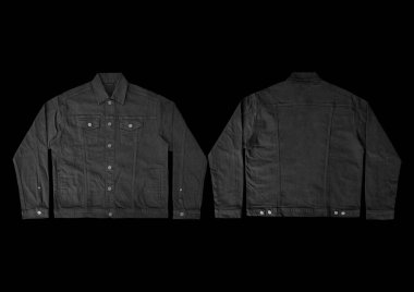 Siyah kot ceket, ön ve arka manzara, kot ceket seti..