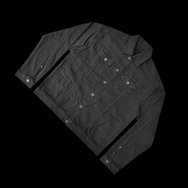 Siyah kot ceket, ön ve arka manzara, kot ceket seti..