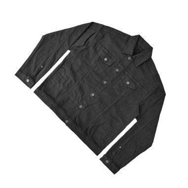 Siyah kot ceket, ön ve arka manzara, kot ceket seti..