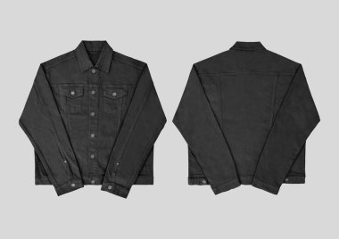 Siyah kot ceket, ön ve arka manzara, kot ceket seti..