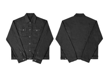 Siyah kot ceket, ön ve arka manzara, kot ceket seti..