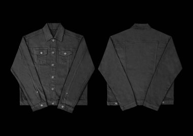 Siyah kot ceket, ön ve arka manzara, kot ceket seti..