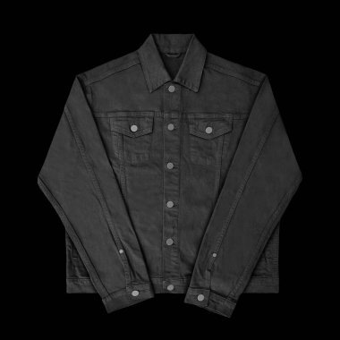 Siyah kot ceket, ön ve arka manzara, kot ceket seti..