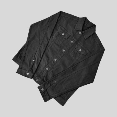 Siyah kot ceket, ön ve arka manzara, kot ceket seti..