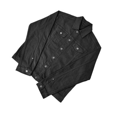 Siyah kot ceket, ön ve arka manzara, kot ceket seti..