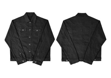 Siyah kot ceket, ön ve arka manzara, kot ceket seti..