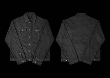 Siyah kot ceket, ön ve arka manzara, kot ceket seti..