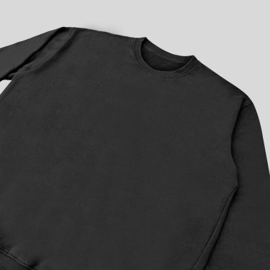 Beyaz arka planda siyah şablon ve öndeki boş kazak rengi. Mürettebat boynu.