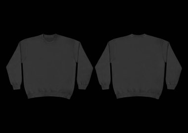 Beyaz arka planda siyah şablon ve öndeki boş kazak rengi. Mürettebat boynu.