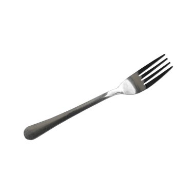 Çelik metal masa çatalı beyaza izole edilmiş.