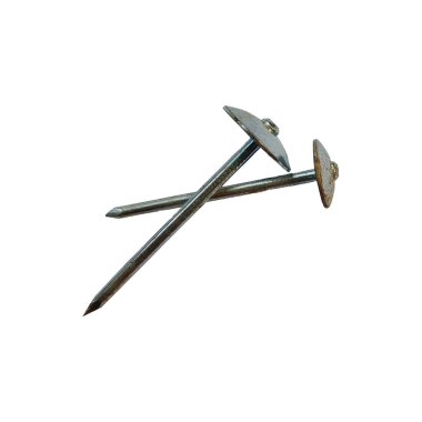 Metalik çiviler beyaz arkaplanda izole.