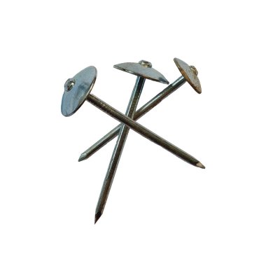 Metalik çiviler beyaz arkaplanda izole.