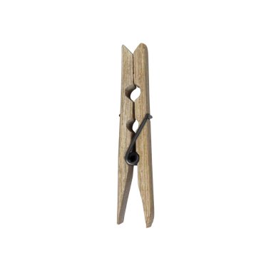 Bir klasik ahşap mandal beyaza izole edilmiş.