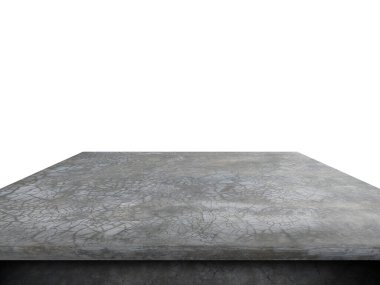 Boş çimento masa deseni. ürün gösterimi için beton üzerine beyaz arkaplan.
