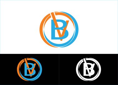 İlk Harf BV Logosu veya Simge Tasarım Vektör Şablonu