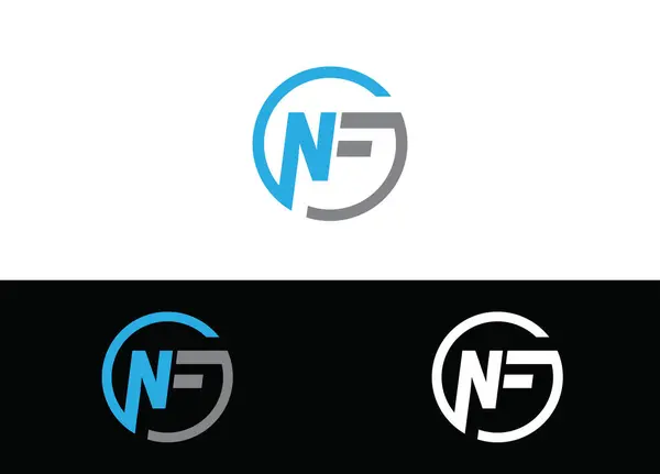 Başlangıç Harfi NF Logosu veya Simge Tasarım Vektör Şablonu
