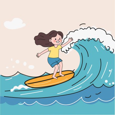   Sörf tahtası üstünde bir kız