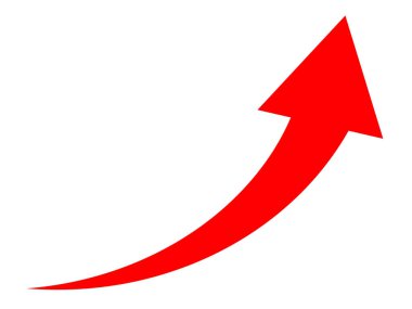 This is a red arrow mark pointing upwards to the right. clipart