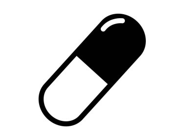 Bu bir ilaç ikonu (kapsül işareti) çizimi).