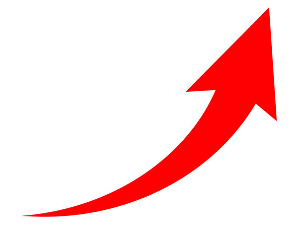 This is a red rising (up) arrow icon illustration.