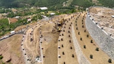 Avokado tarlası manzarası inşa eden çiftçiler