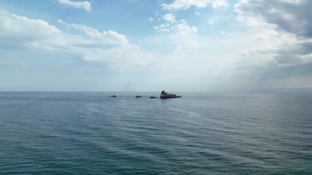 海上航空ビューでのガスタンカー4 Kトルコ Alanya — ストック動画