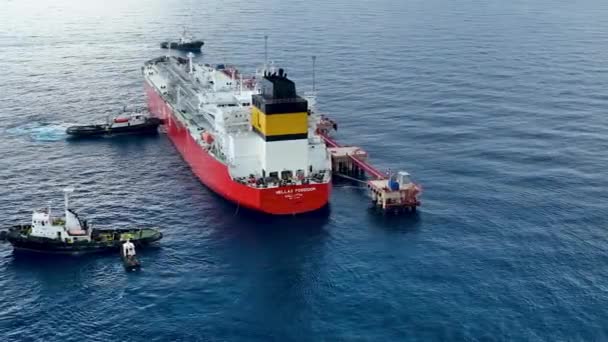 Petrolero Gas Vista Aérea Mar Turquía Alanya — Vídeos de Stock