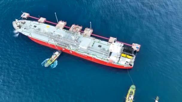 Gas Tanker Sails Out Sea Aerial View Turkey Alanya — Stock Video