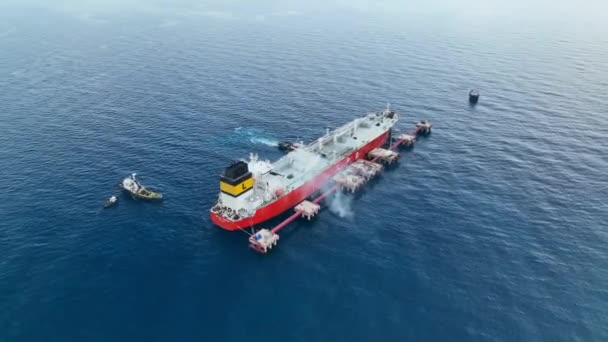 Газовый Танкер Видом Море Турция Аланья — стоковое видео