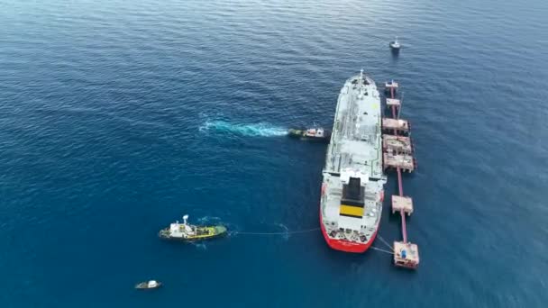 Petrolero Gas Vista Aérea Mar Turquía Alanya — Vídeo de stock