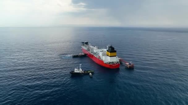 Gas Tanker Sails Out Sea Aerial View Turkey Alanya — Stock Video