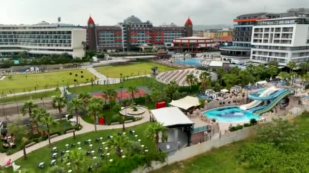 Summer Hotels Beach Aerial View — Stock Video