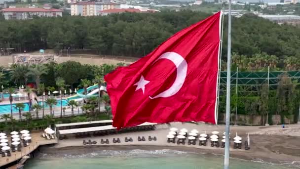 Türk Bayrağı Görüntüsü Türkiye Alanya Yaz Saati — Stok video