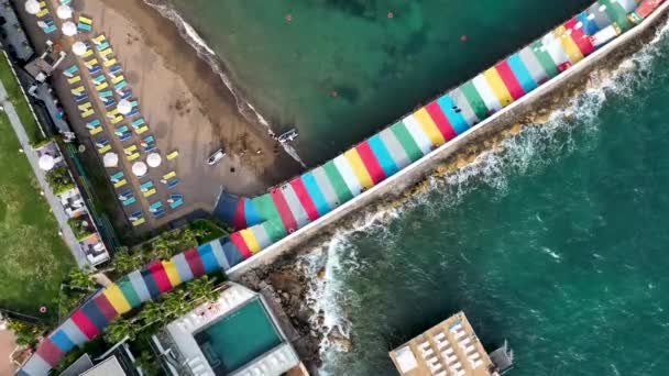 Hotele Letnie Plaży Widok Powietrza — Wideo stockowe