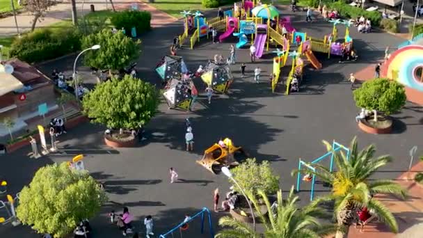 Children Play Big Playground — стоковое видео