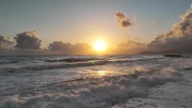 Cloudy sunset at sea