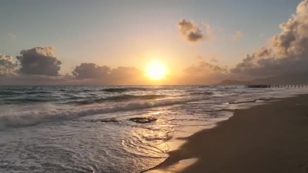 Cloudy Sunset Sea — стоковое видео