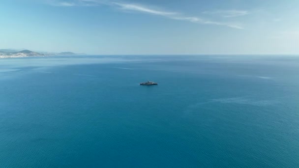 Военный Корабль Морском Горизонте — стоковое видео