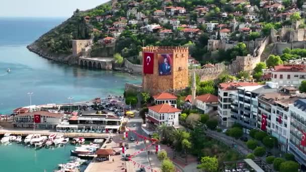 Roter Turm Alanya Türkei — Stockvideo