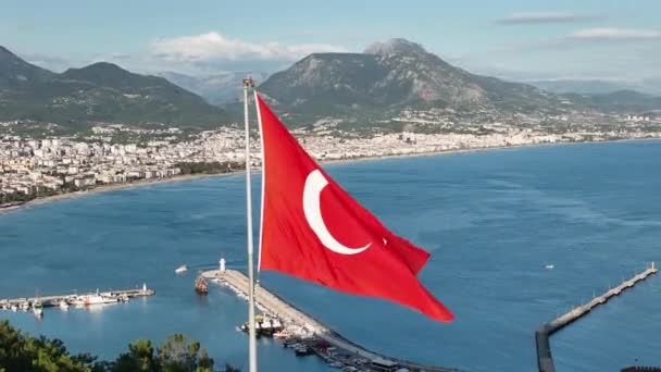 Turk Flaga Widok Lotu Ptaka — Wideo stockowe