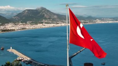 Türk bayrağı hava görüntüsü 4 K