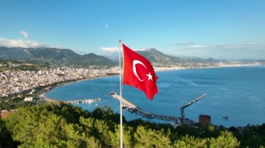 Türk bayrağı hava görüntüsü 4 K