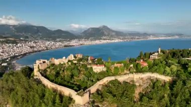 Alanya Castle Alanya Kalesi Aerial View of Mountain and City Turkey