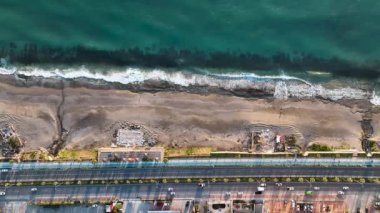 sea filmed on a drone in the sunset