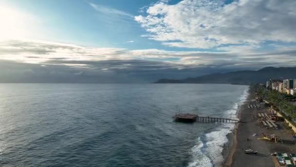 Turkije Alanya Prachtige Sappige Zonsondergang Boven Zee — Stockvideo