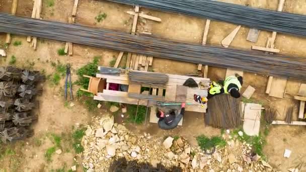 Houses Construction Process Aerial View — Stock Video