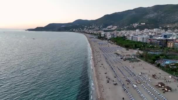 海滩空间面积 土耳其安塔利亚Alanya — 图库视频影像