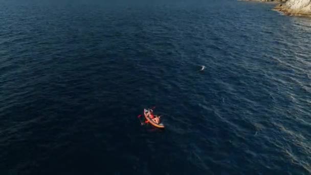 Homens Navegando Uma Sapperfa Alto Mar — Vídeo de Stock